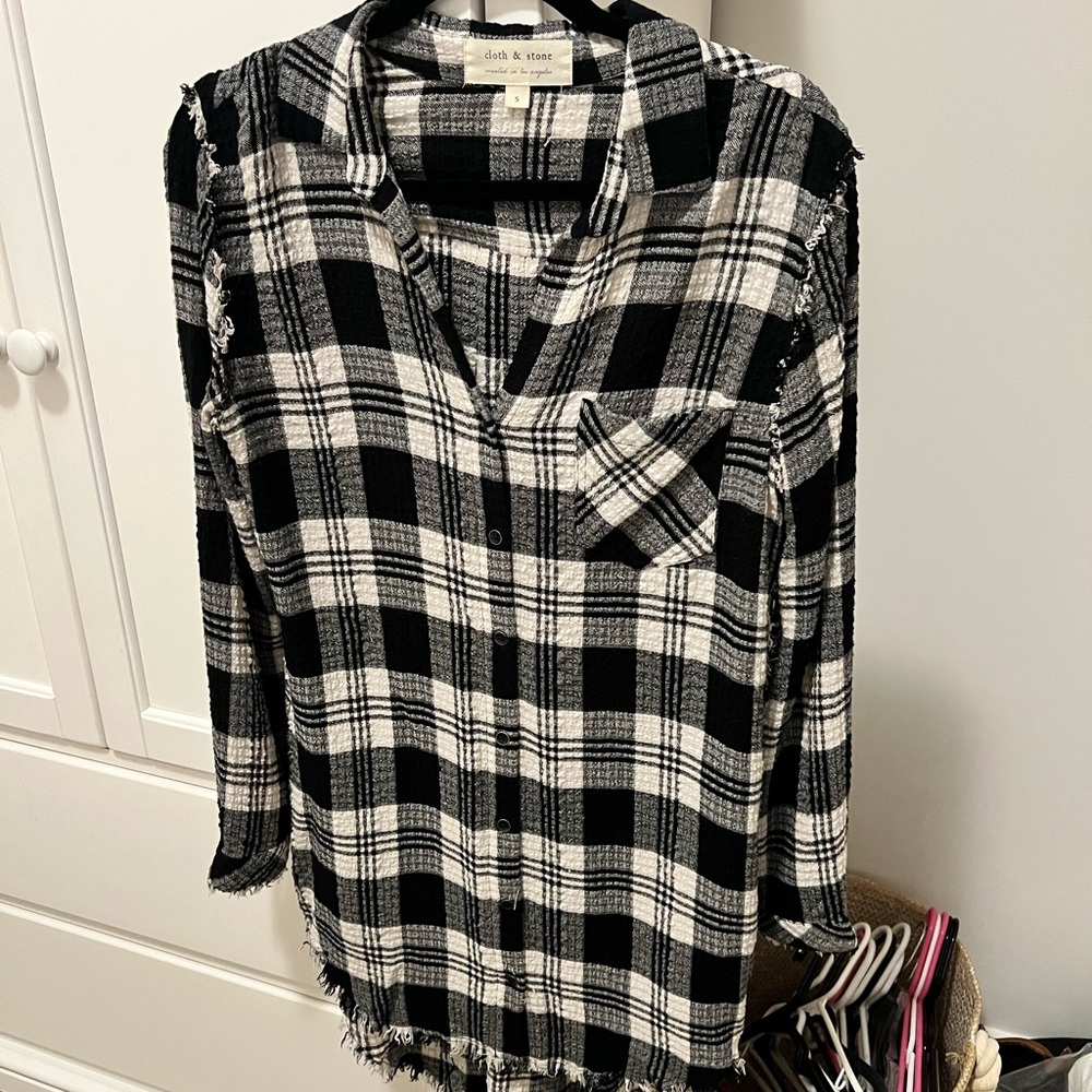 Cloth & Stone Monochrome Plaid Shirt